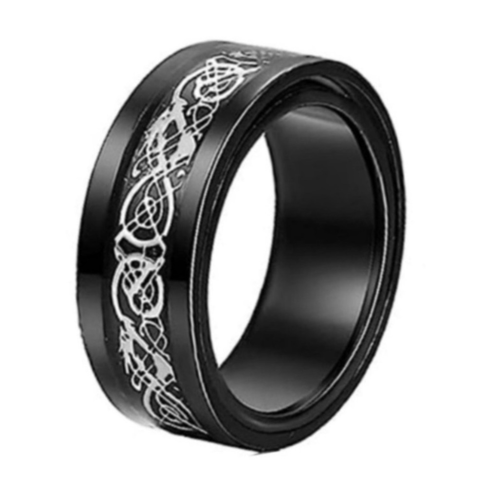 Black Stainless Steel Tribal Celtic Knot Spinner Ring Fidget Band